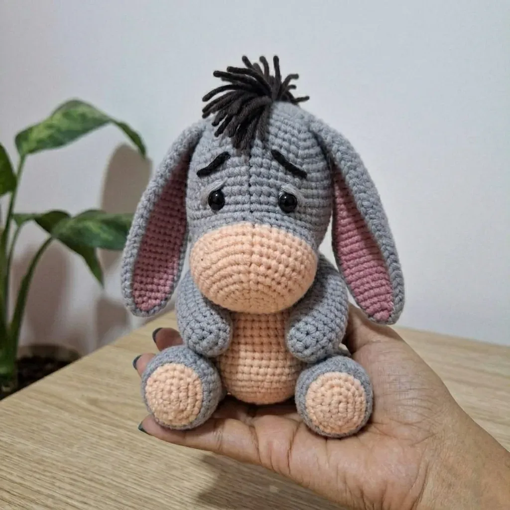 Front view of the donkey amigurumi